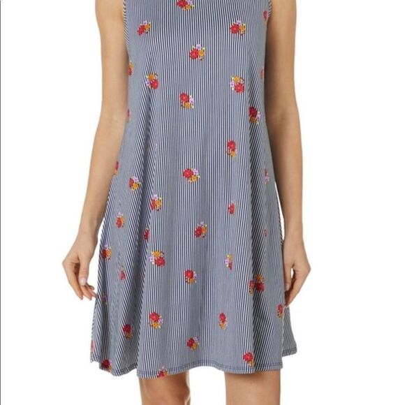 ALLISON & BRITTNEY Large Petite Stripes & Flowers Sun Dress - Picture 2 of 4